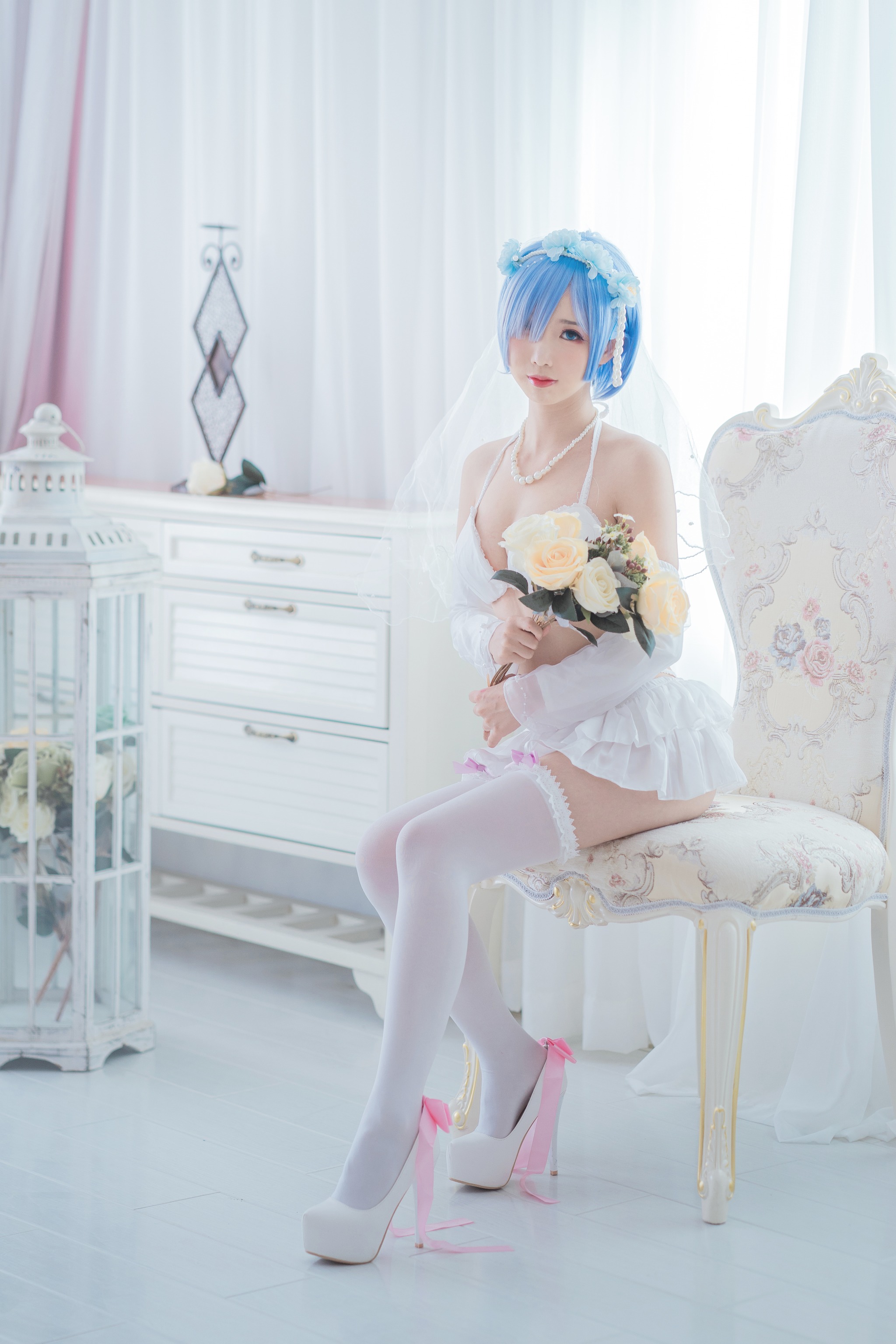 面饼仙儿 - NO.044 Coser面饼仙儿 花嫁蕾姆 [28P]-XikXak